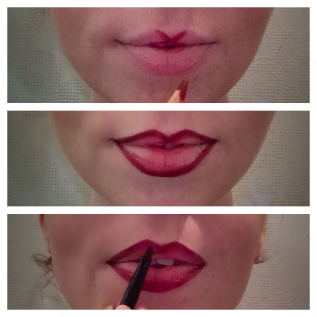 Outline lips starting from cupids bow